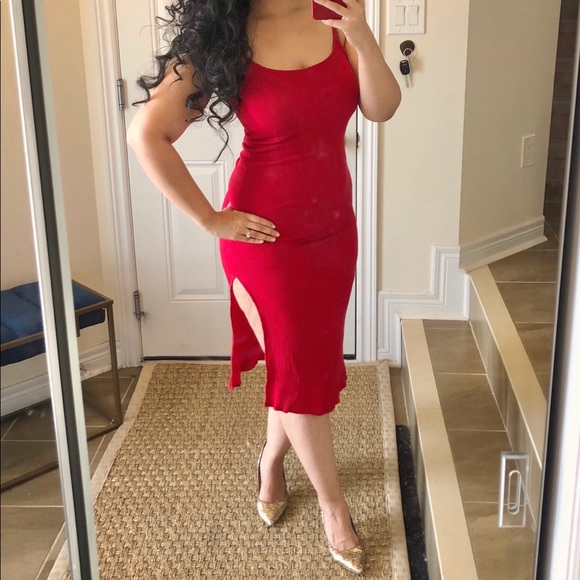 Streetwear Society Midi Red Summer Dress - Picture 1 of 5